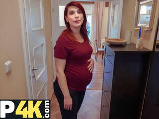 DEBT4k&period; Bank agent gives pregnant MILF delay in exchange for quick adult clip