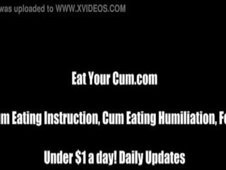 Lick your penis clean of your cum CEI