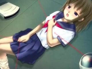 Anime diva in school uniform masturbating pussy