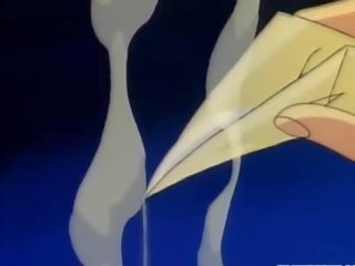 Bondage Japanese anime sucking member and fingering ass